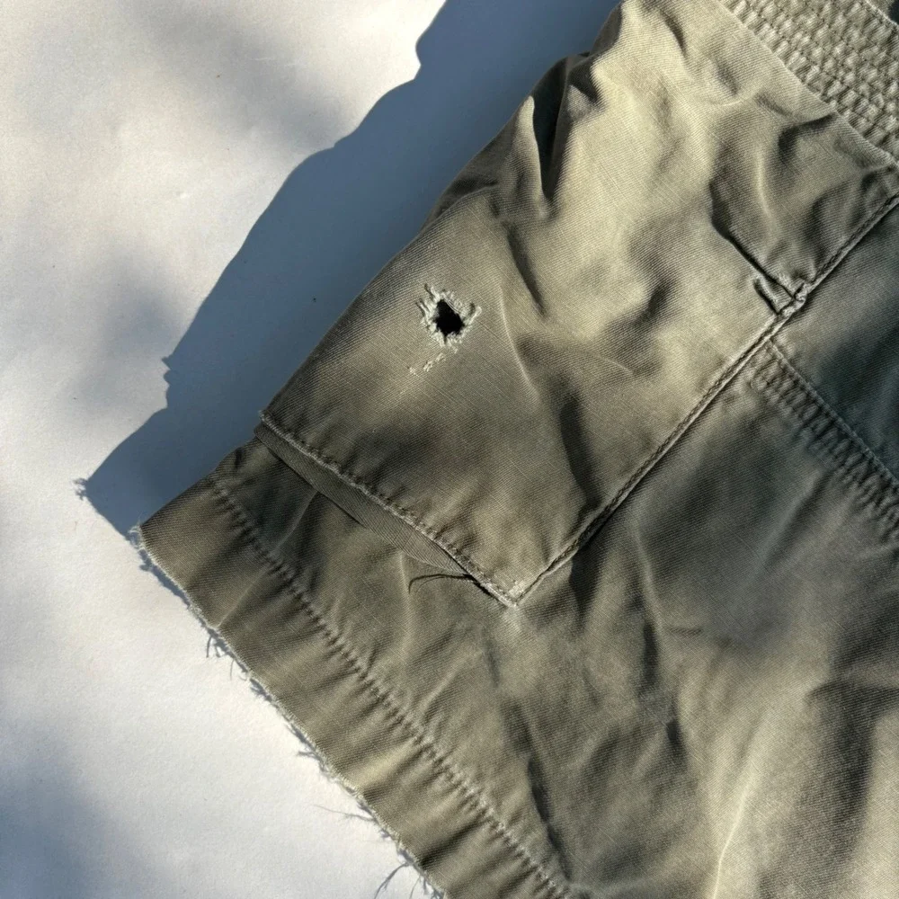 Polo Ralph Lauren Mens 42 Cargo Shorts Olive Green Distressed Classic Fit Cotton